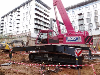 New Marchetti Sherpa Telescopic Crawler Crane in Cancer Research Livery