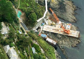IHI CCH1000 crawler crane on hire in Polperro, Cornwall
